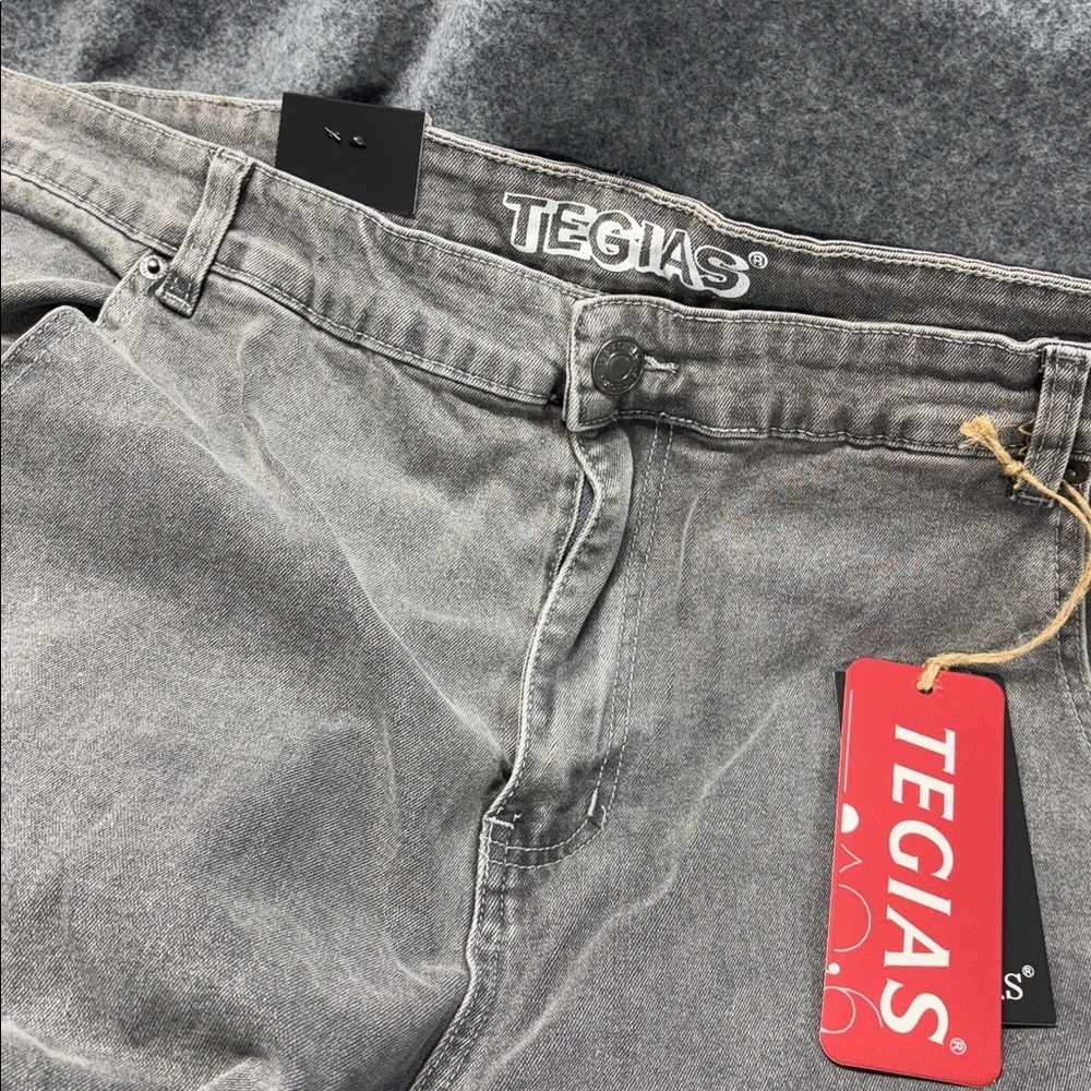 Tegias Gray stretchy large leg pocket jeans size 40 - Picture 5 of 10